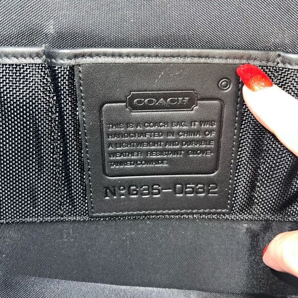 COACH PRESCOTT 90s Vintage BLACK LEATHER LAPTOP BRIEFCASE MESSENGER BAG   WITH C - Picture 3 of 16